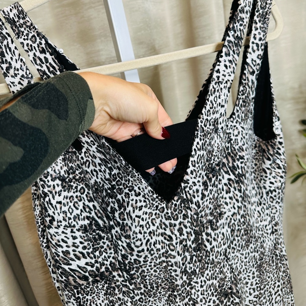 Alberto Makali women’s all over sequence, leopard print dress with double straps - Picture 12 of 17